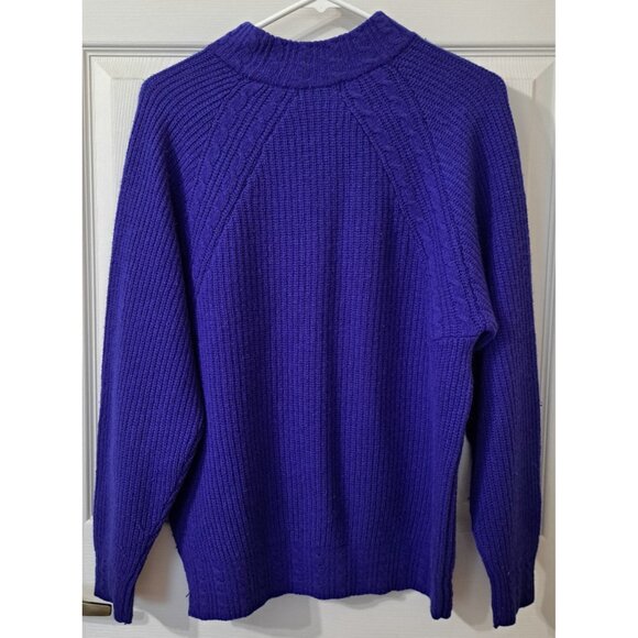 Talbots Women's S Blue Long Raglan Sleeve High Neck Lambswool Blend Sweater - Picture 3 of 7